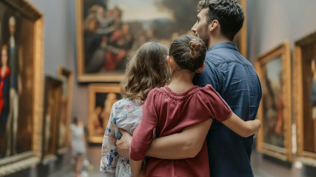Family Observing Artworks in Gallery.webp